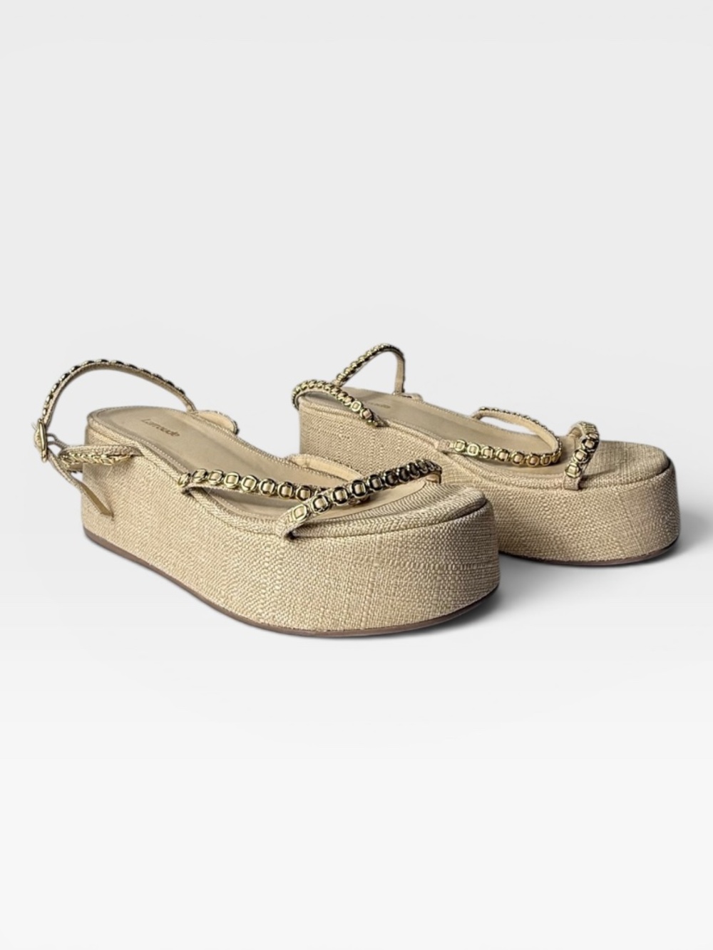 Larroude Women's White Gio Milanina Flatform Sandals Size 9